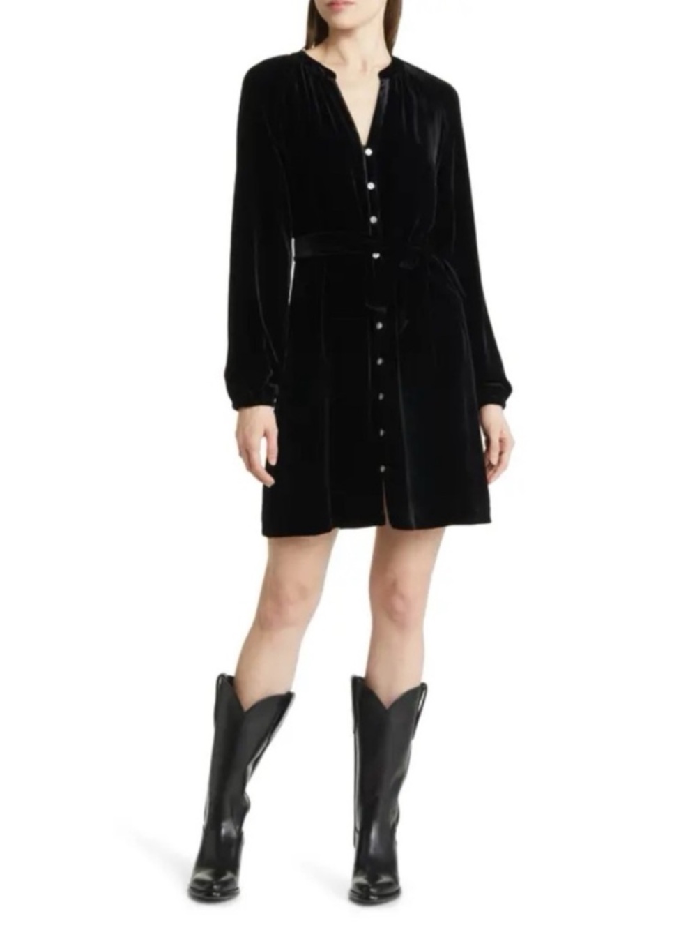 Faherty Naomi Black Velvet Dress